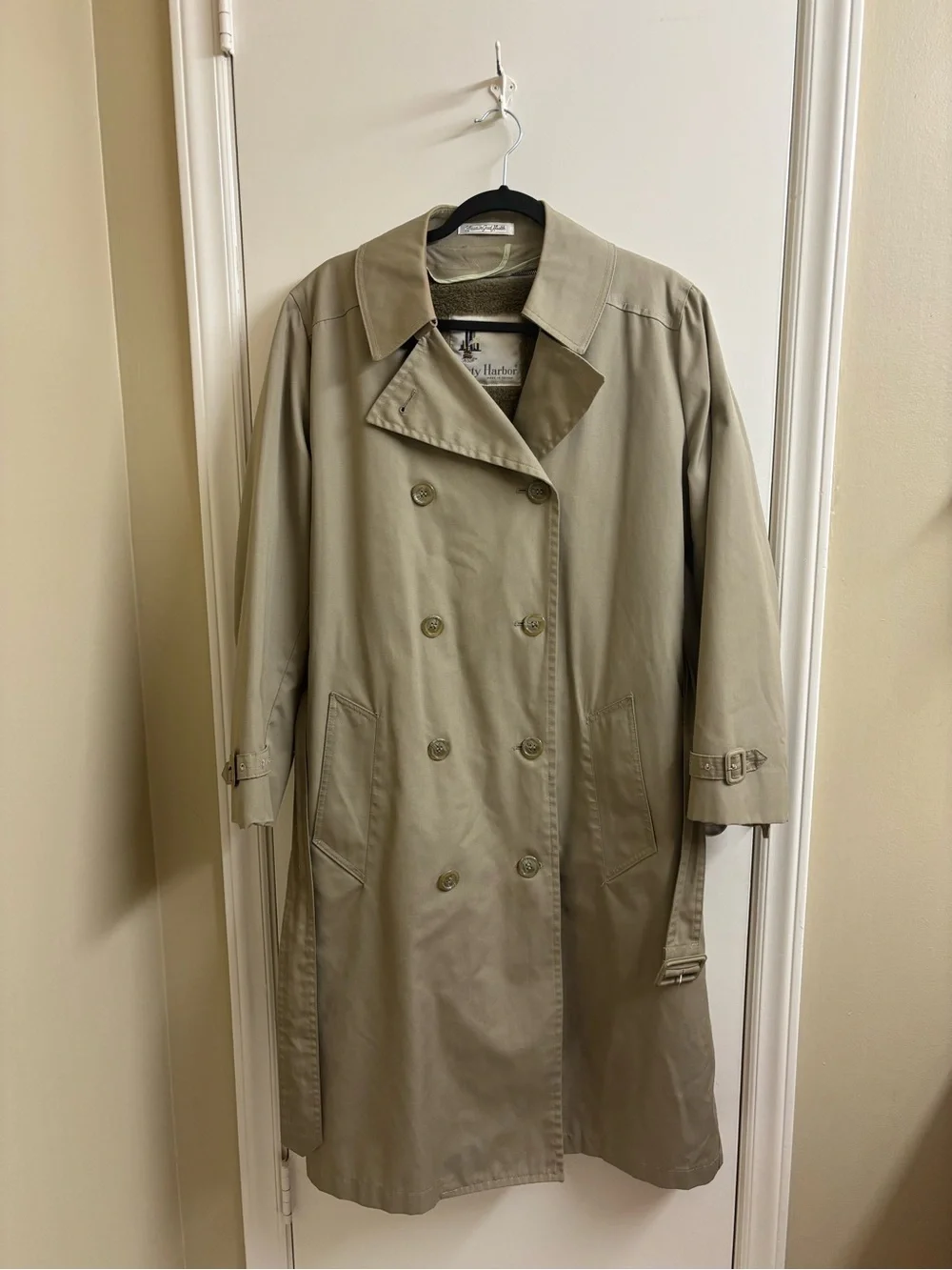 Vintage Misty Harbor Trench Coat Womens 14R Tan Belted Zip Out Liner Warm Jacket